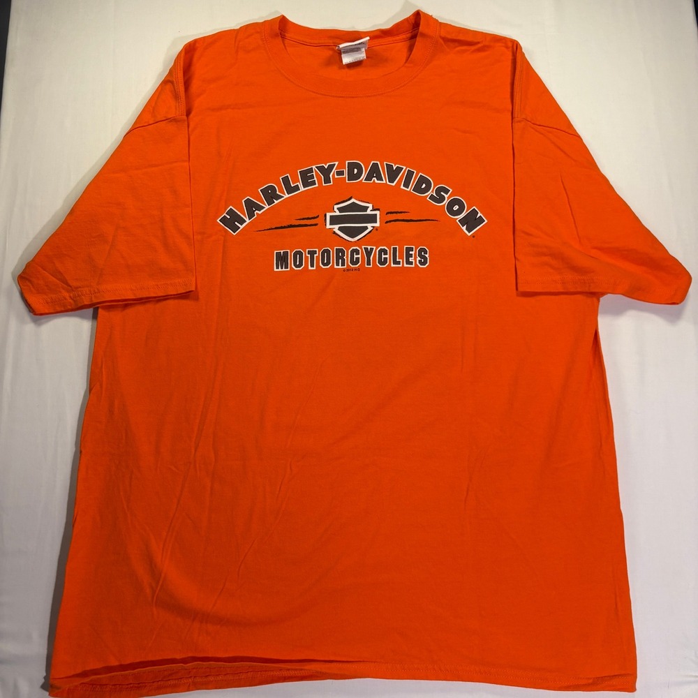 Harley-Davidson T-Shirt Mens 2XL Orange Gulf Coast Florida Graphic Tee 2012